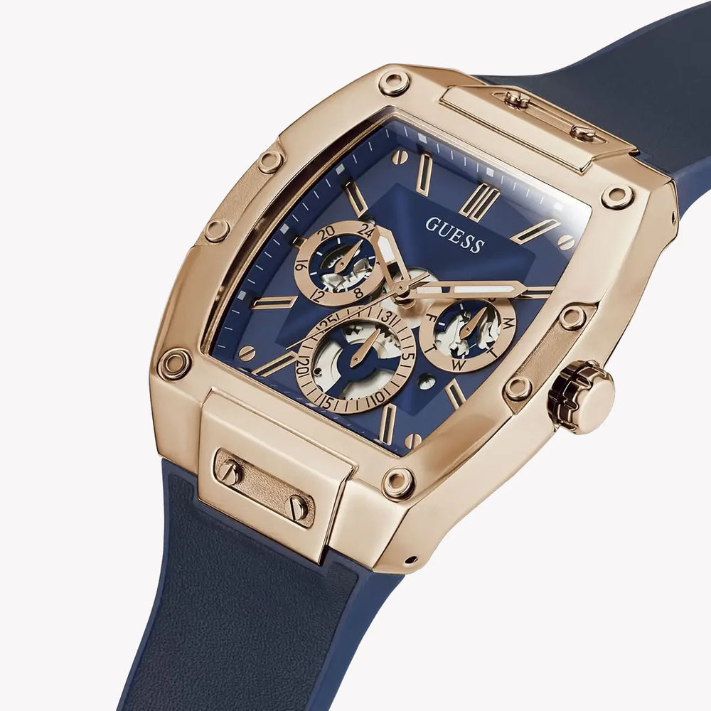 Guess Men's Rose Gold/Dark Blue Watch | Gw0202g4 by i-watch