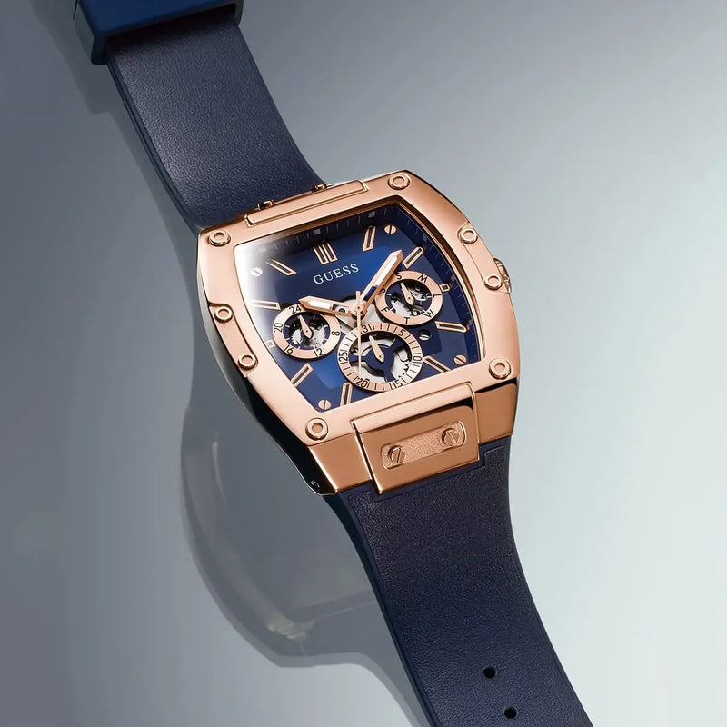 Guess Men's Rose Gold/Dark Blue Watch | Gw0202g4 by i-watch