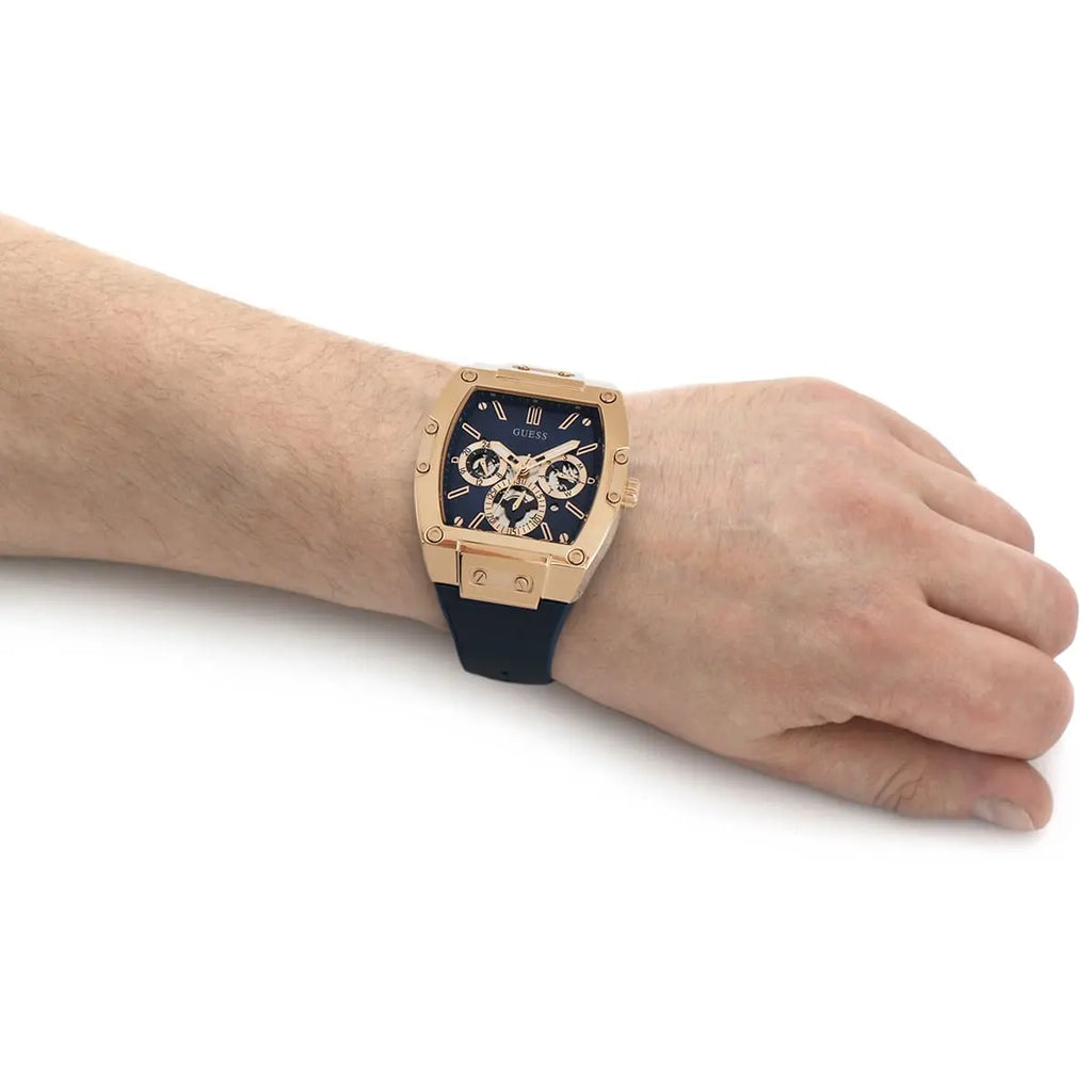 Guess Men's Rose Gold/Dark Blue Watch | Gw0202g4