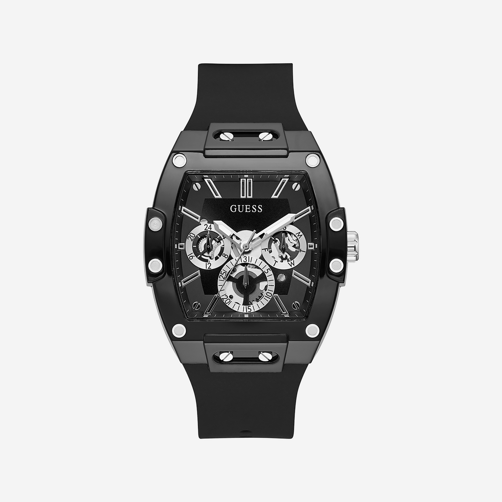 Guess Men's Black Silicone, Multicolor Dial | Gw0203g3