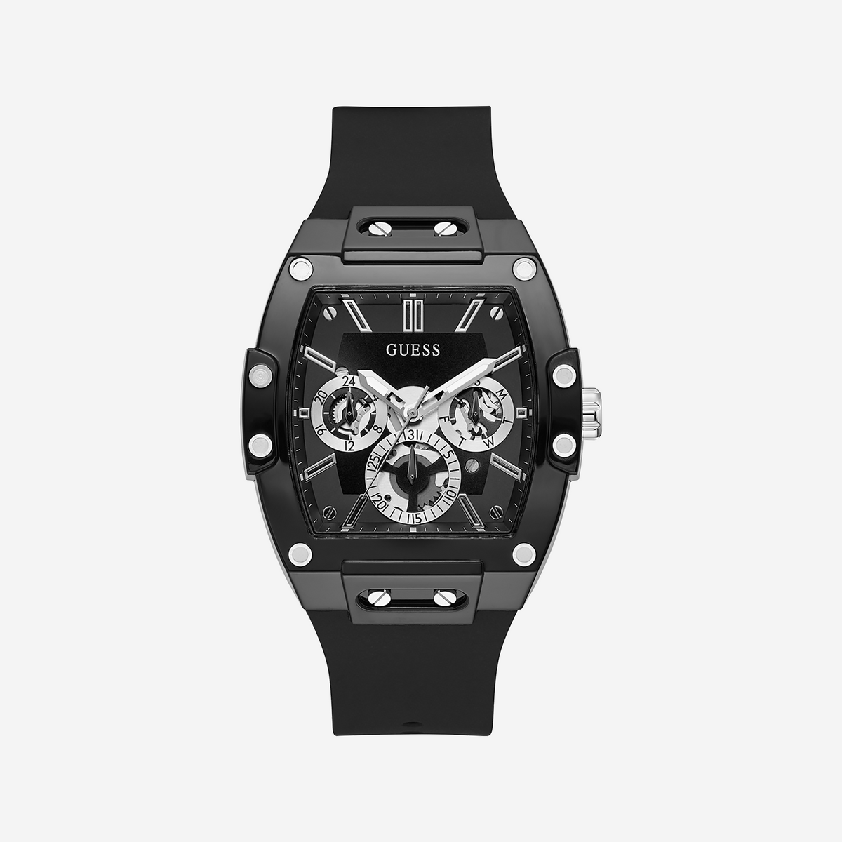 Guess Men's Black Silicone, Multicolor Dial | Gw0203g3