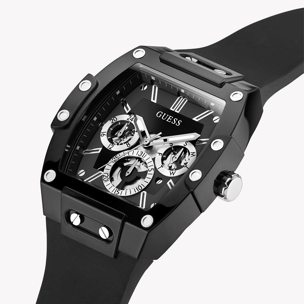 Guess Men's Black Silicone, Multicolor Dial | Gw0203g3