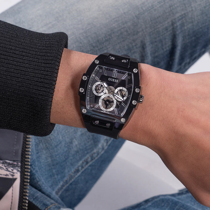 Guess Men's Black Silicone, Multicolor Dial | Gw0203g3 by i-watch