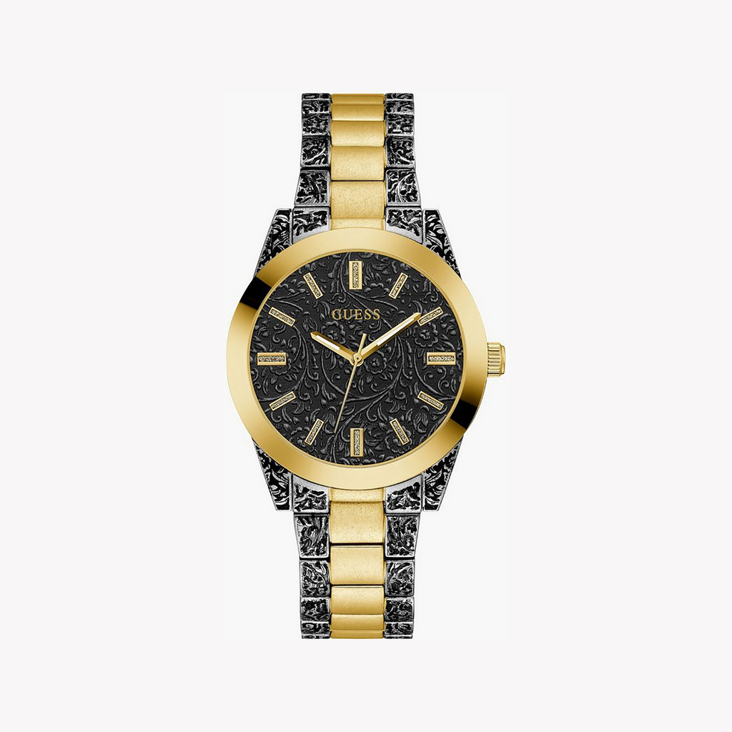 Guess Women's Gold/Black Stainless Watch | Gw0303l1
