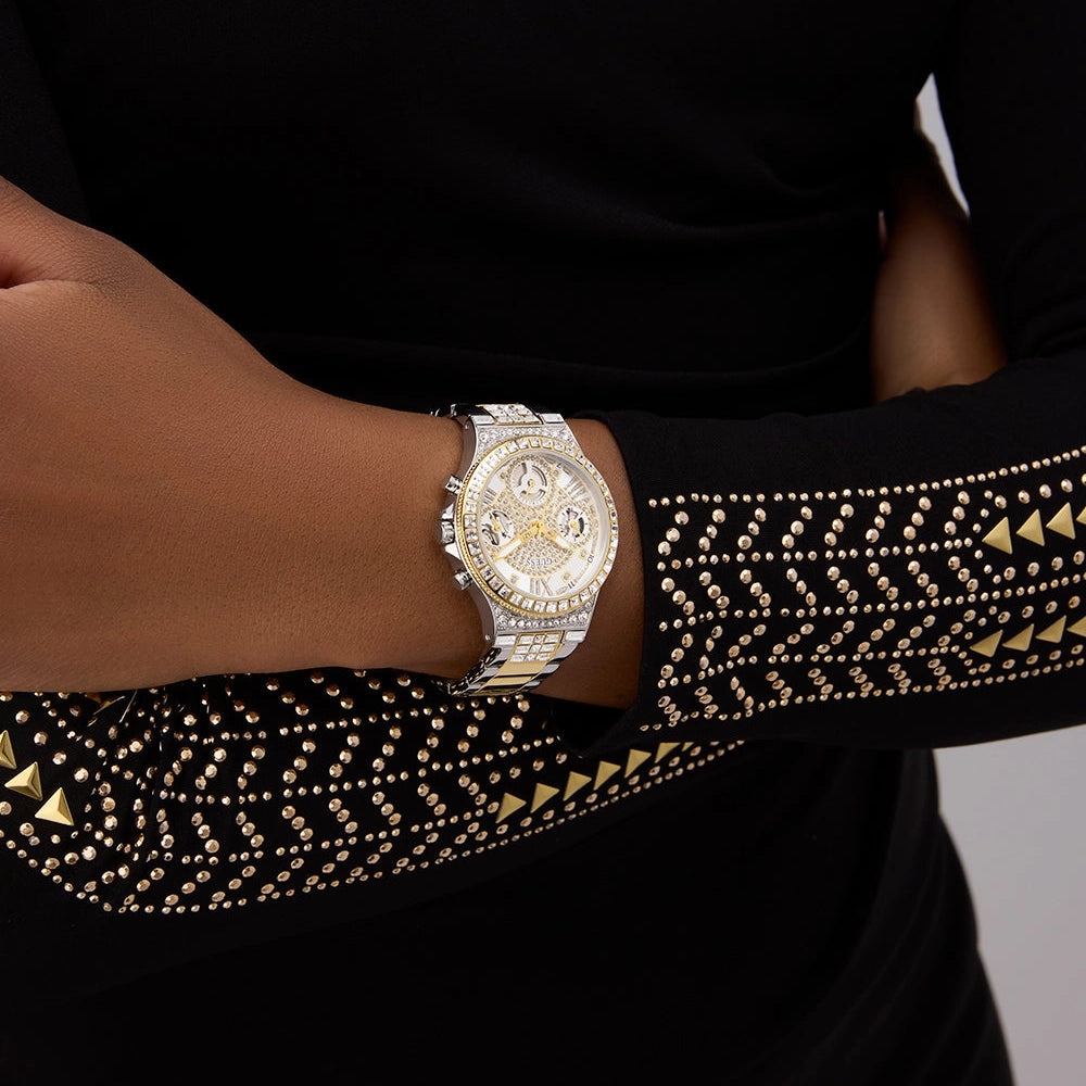 GUESS Women's Silver & Gold Stainless Steel Watch | GW0320L7