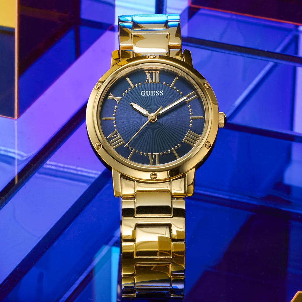 Guess Women's Gold/Blue Watch | Gw0404l4