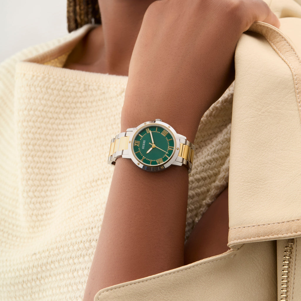 Guess Women's Silver/Gold, Green | Gw0404l5 Watch