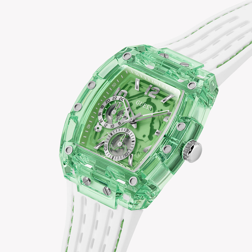Guess Men's Green/White, Stainless Steel/Silicone | Gw0499g10