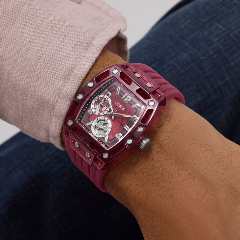 GUESS Mens Red Analog Watch