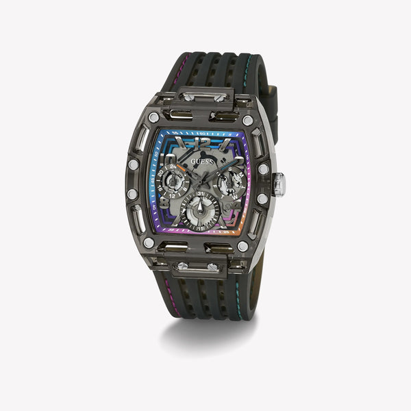 GUESS PHOENIX Multifunction (42mm) Skeleton Dial / Black Silicone Strap