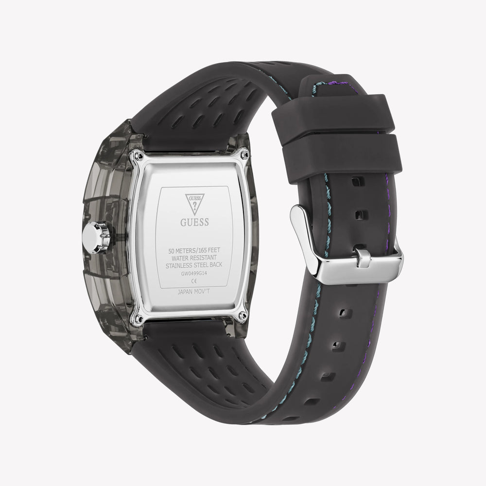 GUESS PHOENIX Multifunction (42mm) Skeleton Dial / Black Silicone Strap