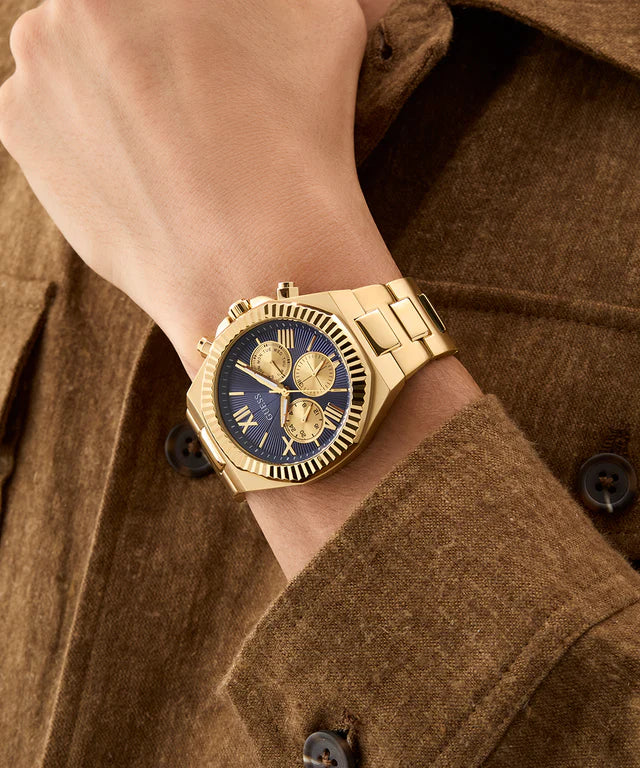 Guess Men's Gold Watch, Blue Dial | Gw0703g6 by i-watch