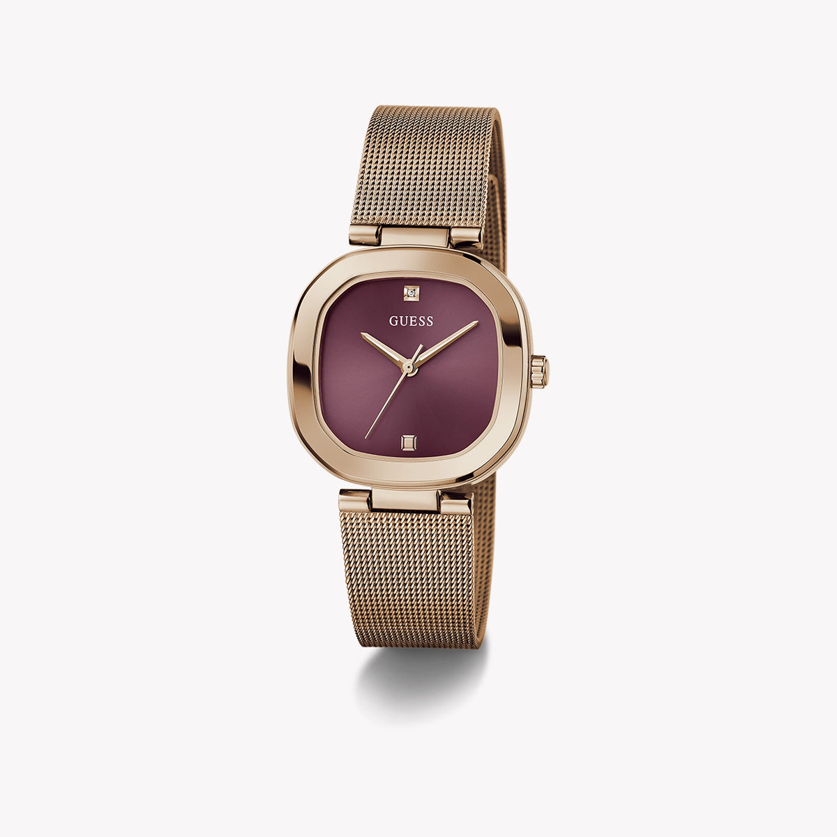 GUESS Women's Rose Gold Stainless Steel Watch, Purple Dial | GW0768L3