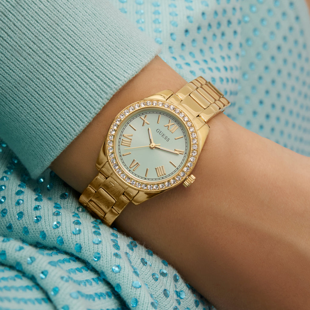 Guess Women's Gold Stainless Steel Watch, Blue Dial | Gw0841l5