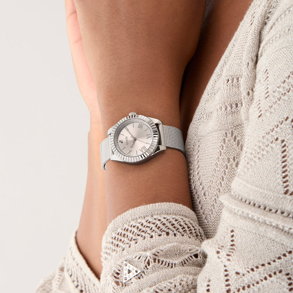 Guess Women's Silver Mesh Watch | Model Gw0842l1
