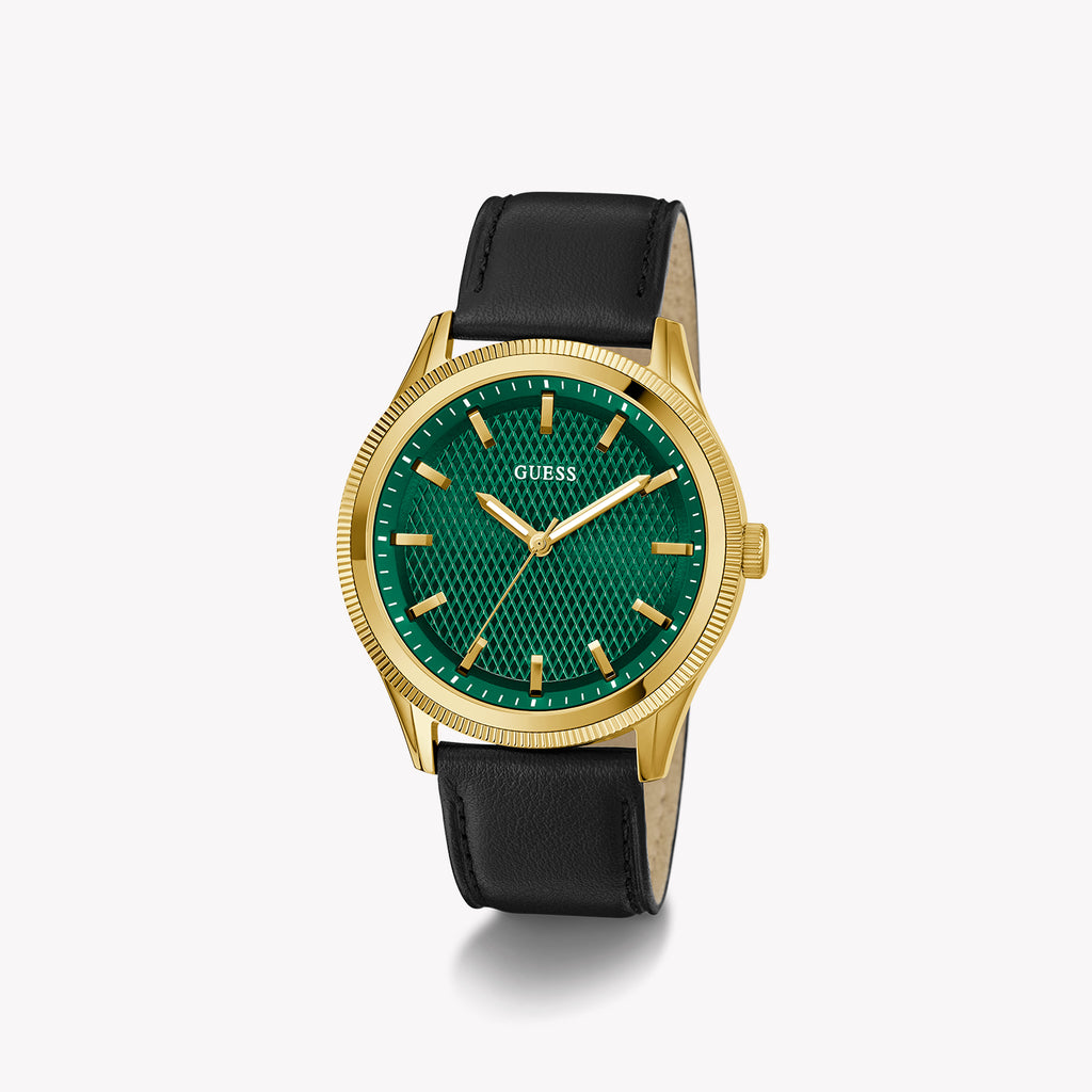 Guess Men's Gold/Green, Leather/Black | Gw0846g1