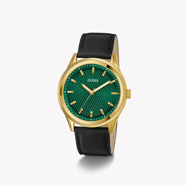 Guess Men's Gold/Green, Leather/Black | Gw0846g1 by i-watch