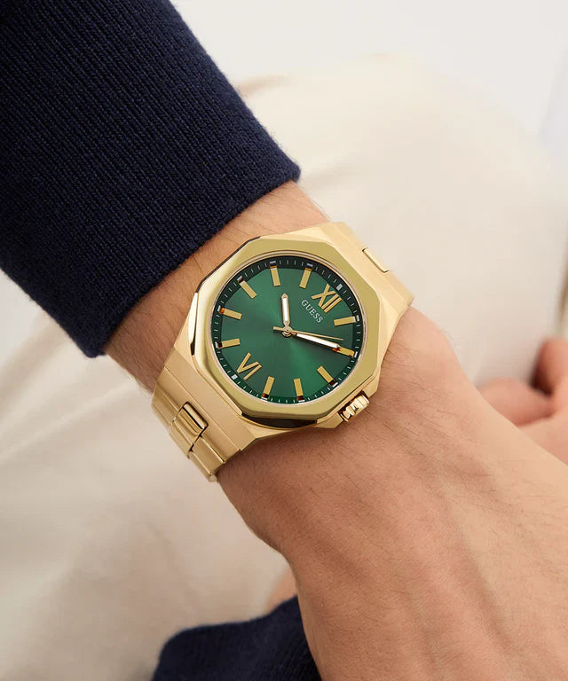 Guess Men's Gold Stainless Steel, Green Dial | Gw0849g2 by i-watch