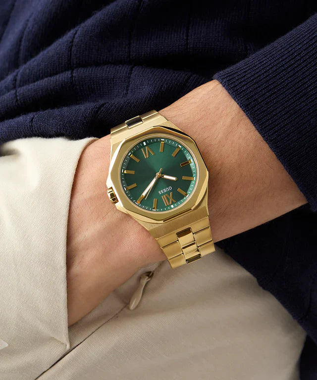 Guess Men's Gold Stainless Steel, Green Dial | Gw0849g2 by i-watch