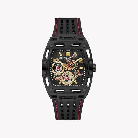 GUESS Men's Black Silicone & Multicolor Dial Watch | GW0857G1