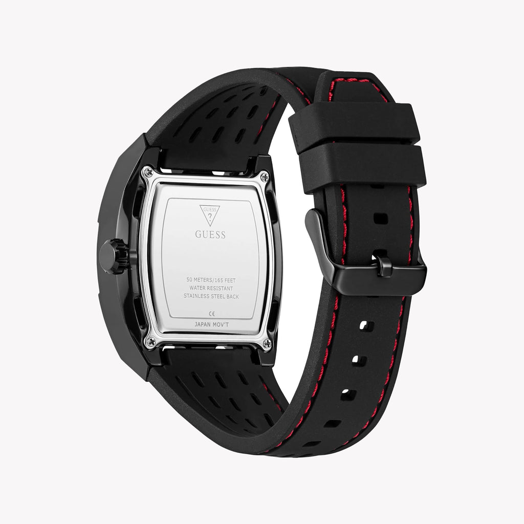 GUESS Men's Black Silicone & Multicolor Dial Watch | GW0857G1