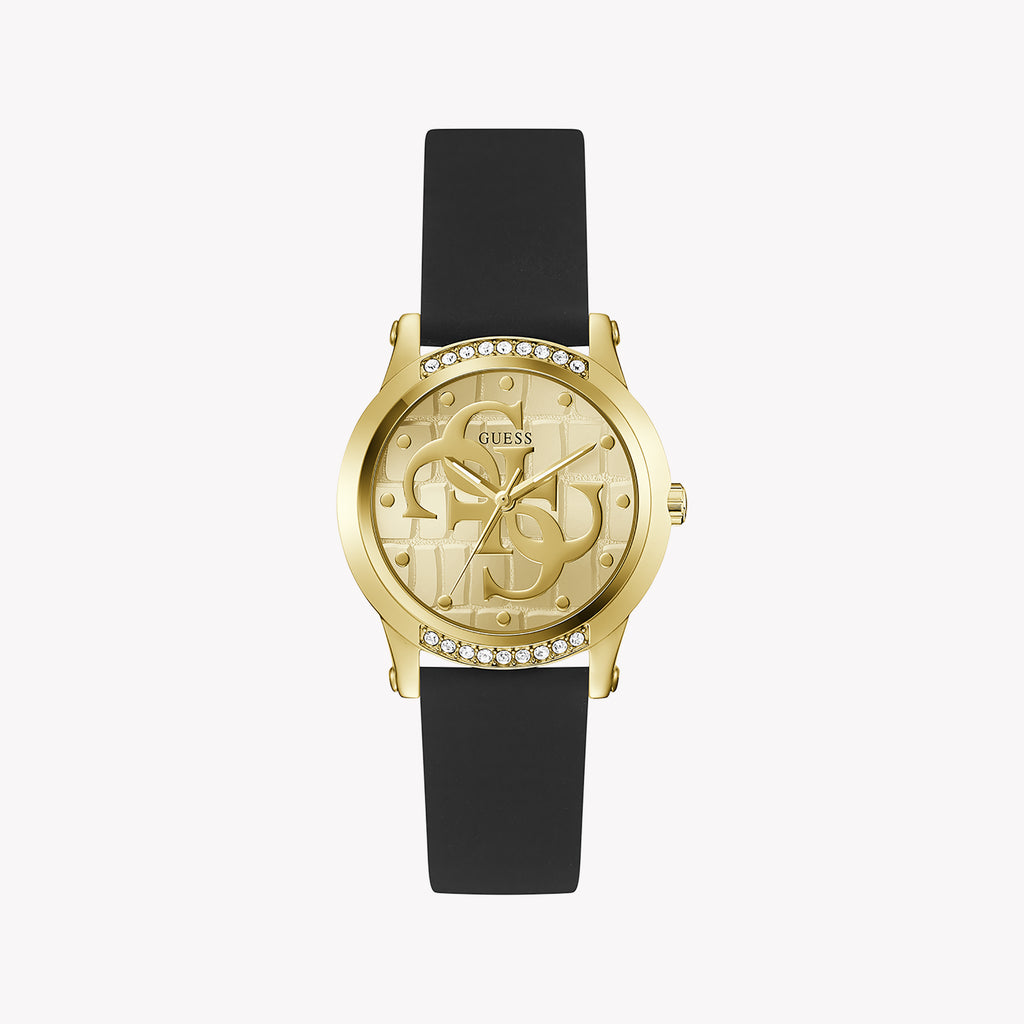 Guess Women's Gold/Black Silicone Watch | Gw0860l1