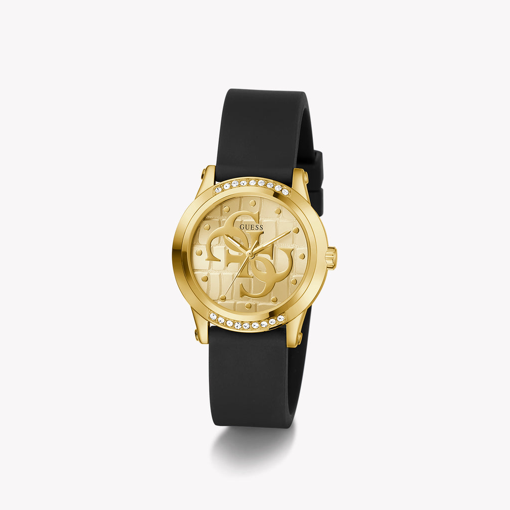 Guess Women's Gold/Black Silicone Watch | Gw0860l1