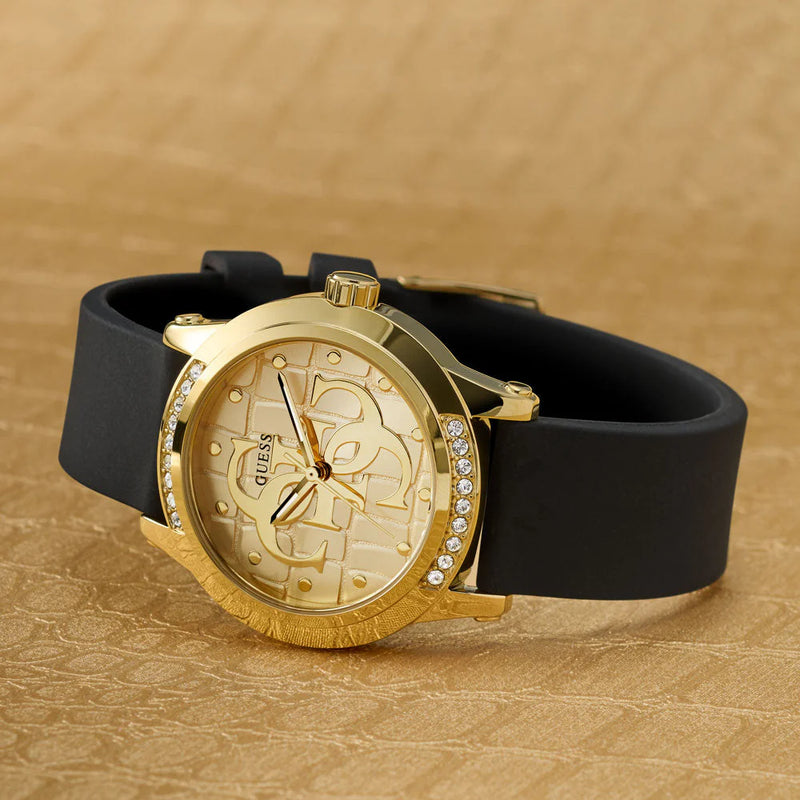 Guess Women's Gold/Black Silicone Watch | Gw0860l1 by i-watch