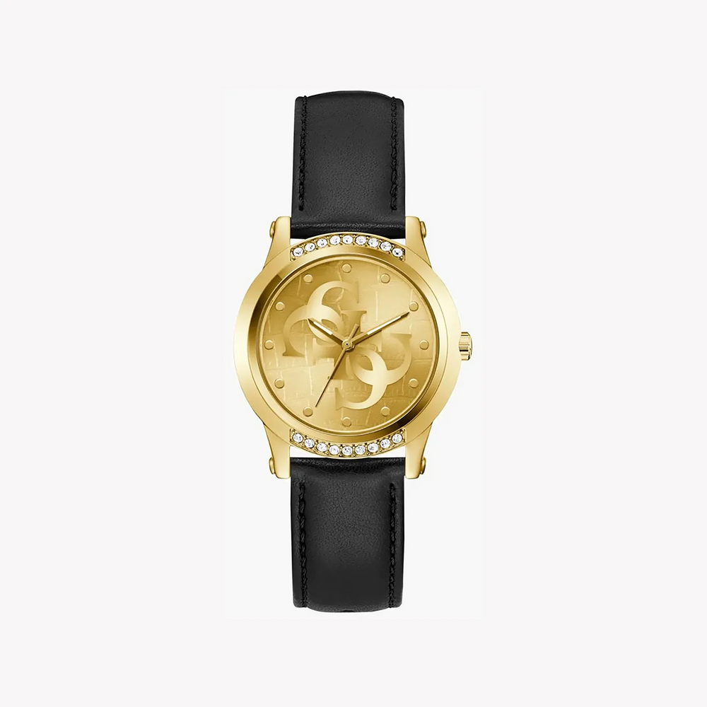 Guess Women's Gold/Black, Leather/Steel Watch | Gw0860l5 by i-watch