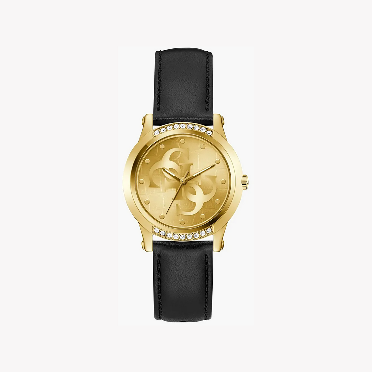 Guess Women's Gold/Black, Leather/Steel Watch | Gw0860l5