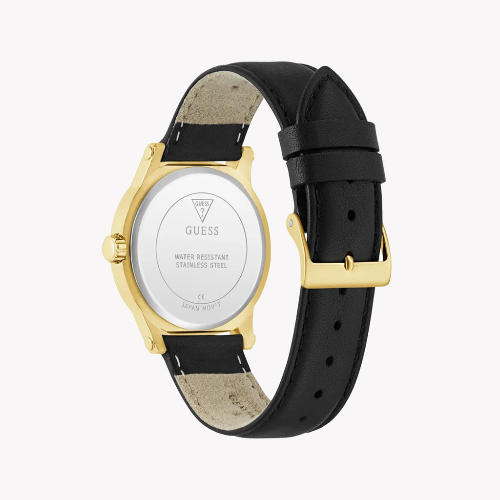 Guess Women's Gold/Black, Leather/Steel Watch | Gw0860l5