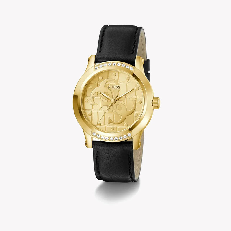 Guess Women's Gold/Black, Leather/Steel Watch | Gw0860l5 by i-watch