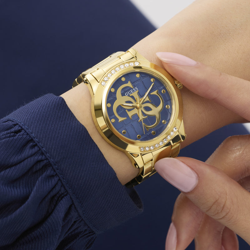 Guess Anette Blue Dial Gold Stainless Steel Strap Women's Watch
