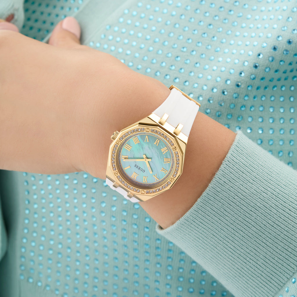 Guess Women's Gold/White Watch | Gw0872l1