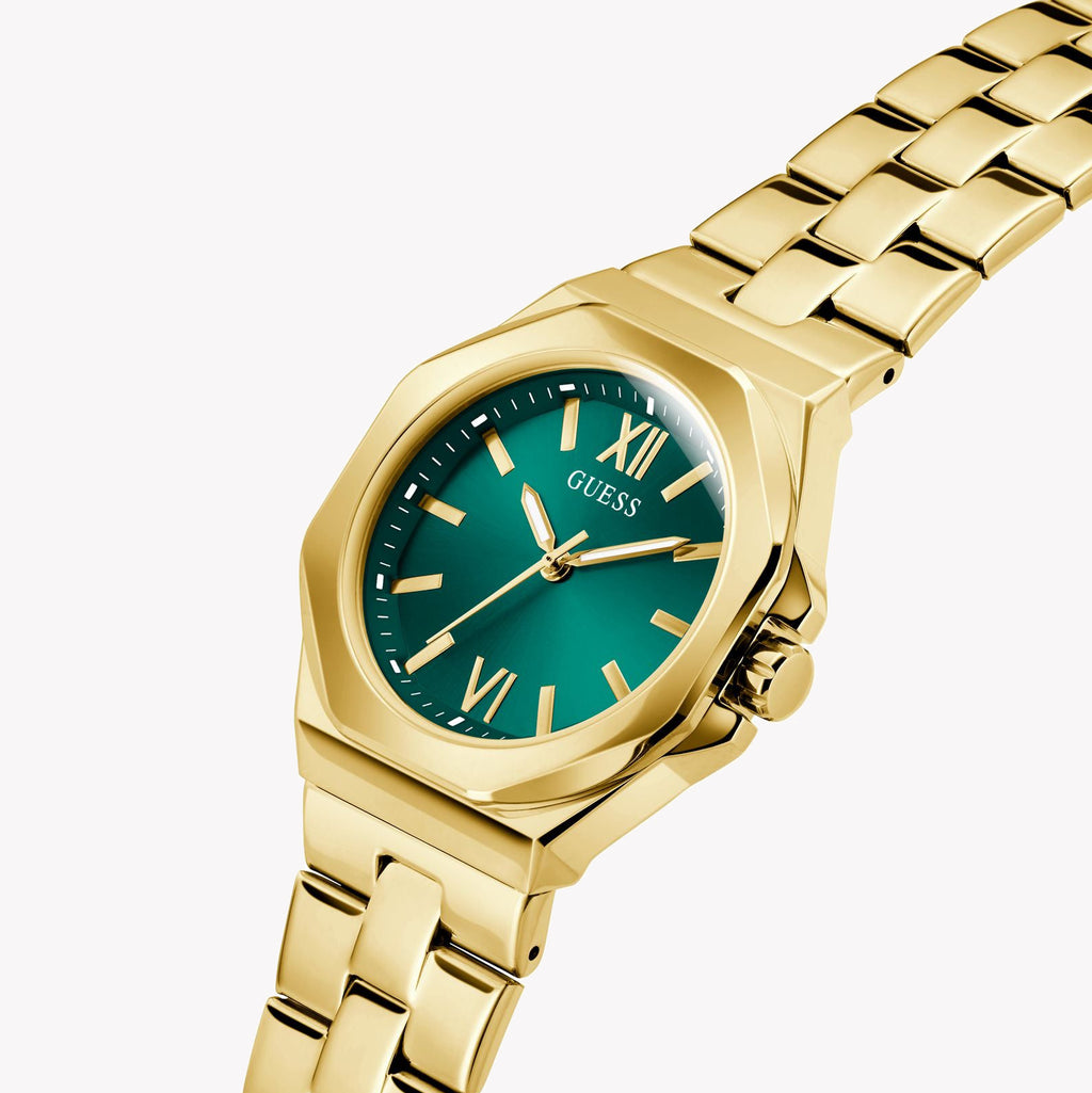 Guess Women's Gold/Green Watch | Gw0873l2