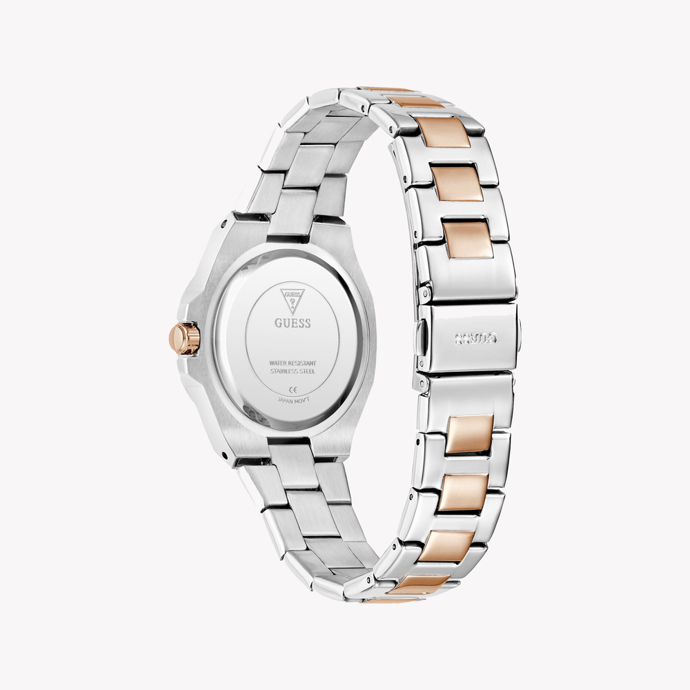 Guess Women's Silver & Rose Gold Watch, White Dial | Gw0877l4 by i-watch