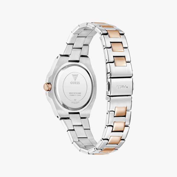 Guess Women's Silver & Rose Gold Watch, White Dial | Gw0877l4 by i-watch