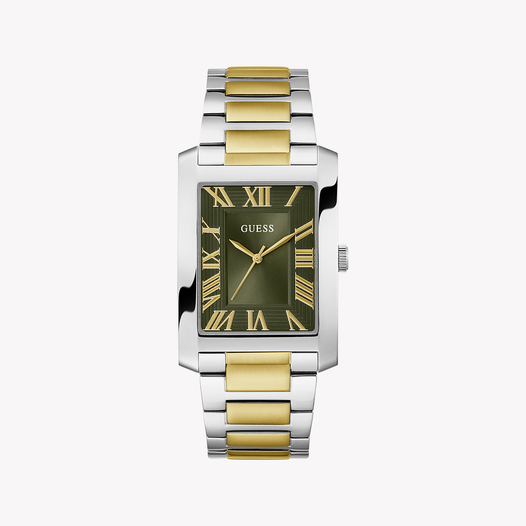 Guess Unisex Silver/Gold Watch, Green Dial | Gw0896g3