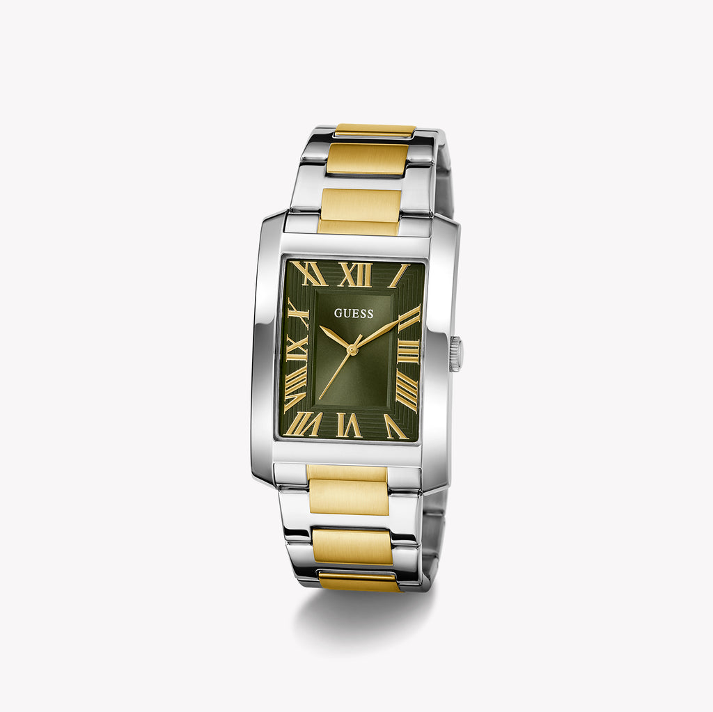 Guess Unisex Silver/Gold Watch, Green Dial | Gw0896g3
