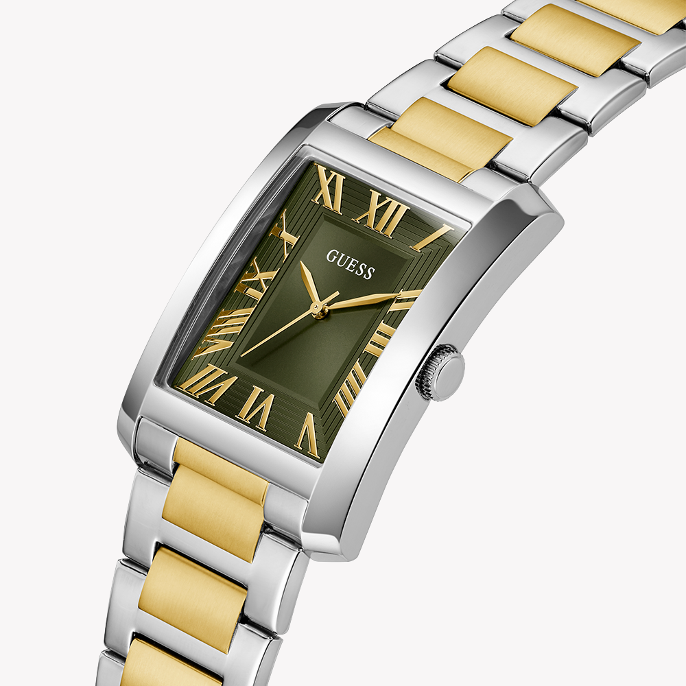 Guess Unisex Silver/Gold Watch, Green Dial | Gw0896g3