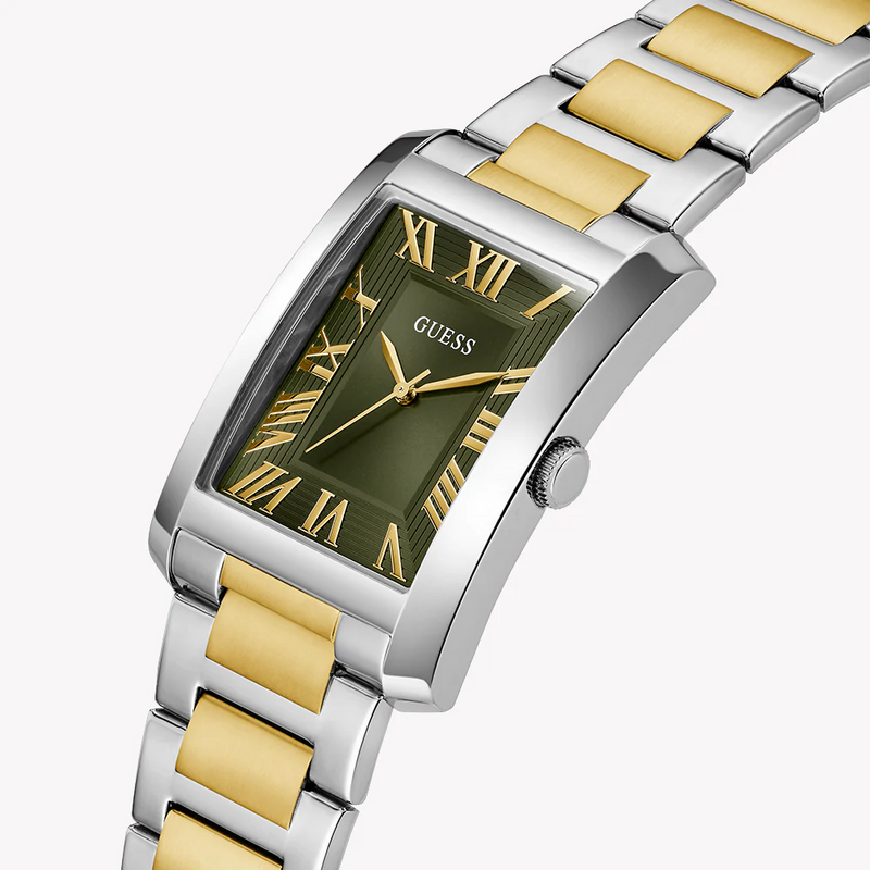 Guess Unisex Silver/Gold Watch, Green Dial | Gw0896g3 by i-watch
