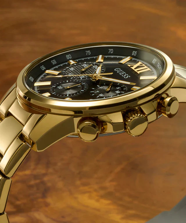 Guess Men's Gold Watch, Black Dial | Gw0900g3 by i-watch