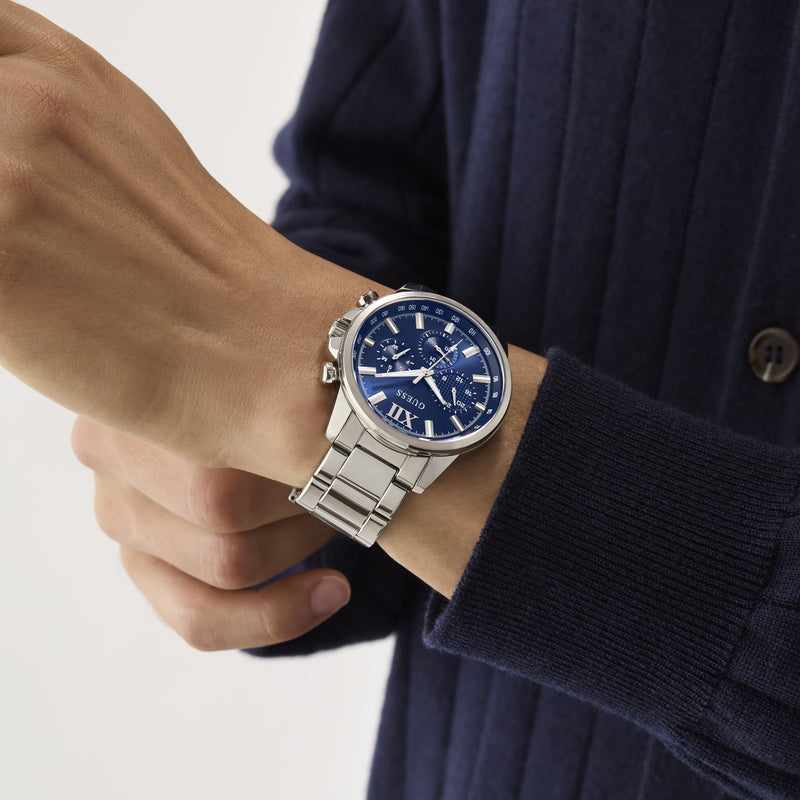 GUESS Men's Walker 44mm Blue Dial Multifunction Watch