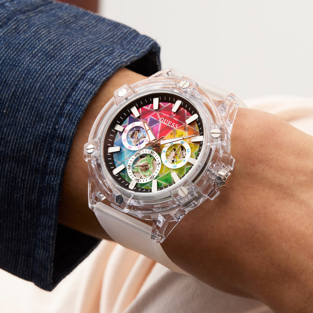 Guess Unisex Transparent Silicone Multicolor Watch | Gw0908g3