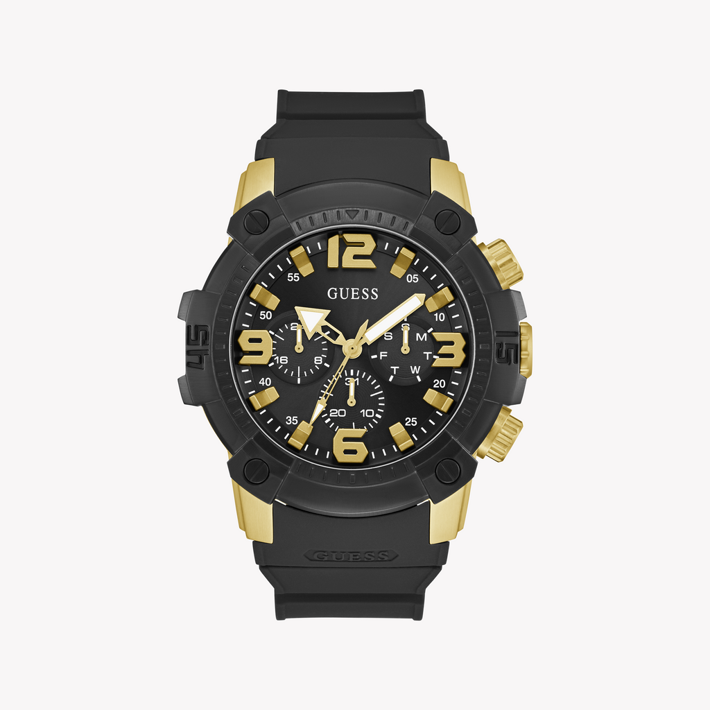Guess Men's Gold/Black, Stainless Steel/Silicone | Gw0911g3