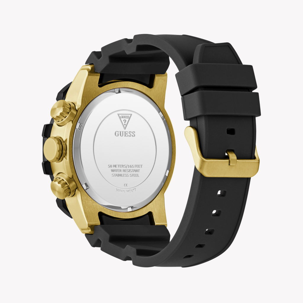 Guess Men's Gold/Black, Stainless Steel/Silicone | Gw0911g3