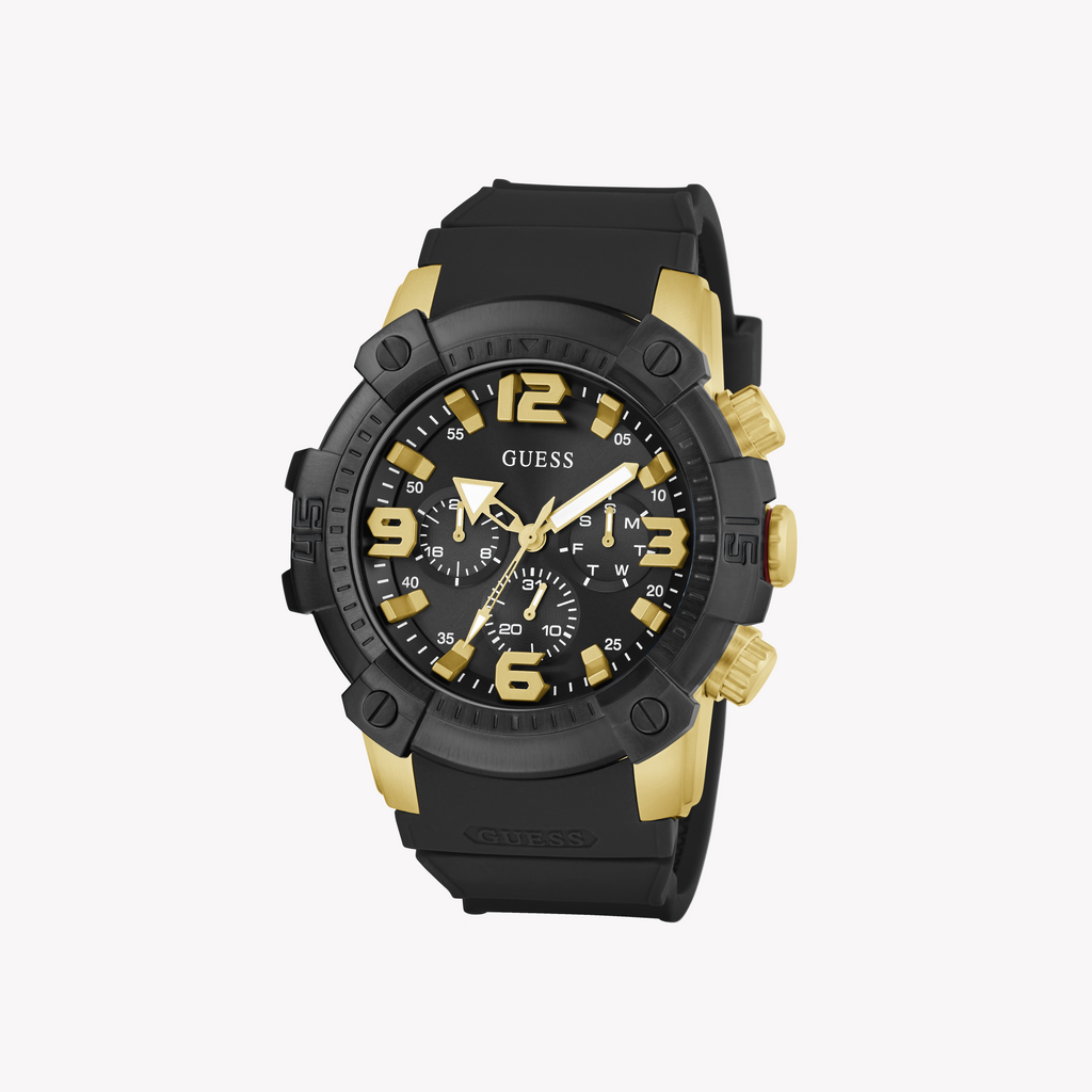 Guess Men's Gold/Black, Stainless Steel/Silicone | Gw0911g3