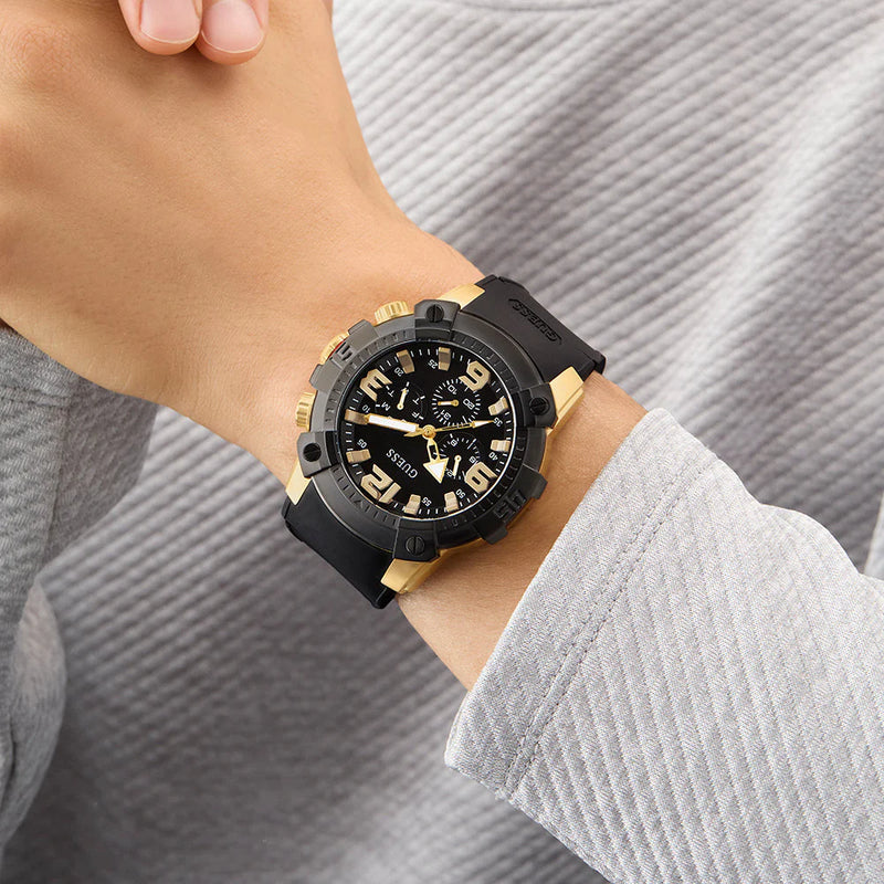Guess Men's Gold/Black, Stainless Steel/Silicone | Gw0911g3 by i-watch