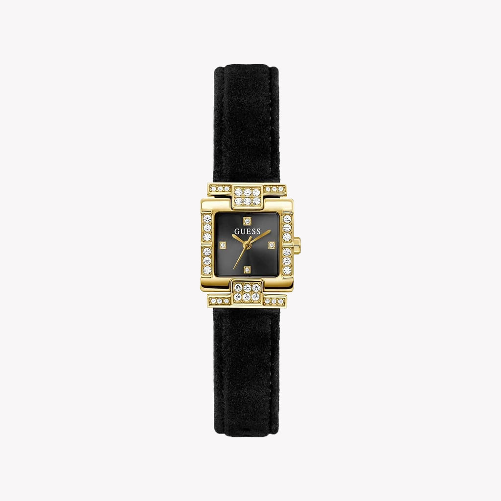 GUESS Women's Black Leather & Gold Watch | GW0923L2