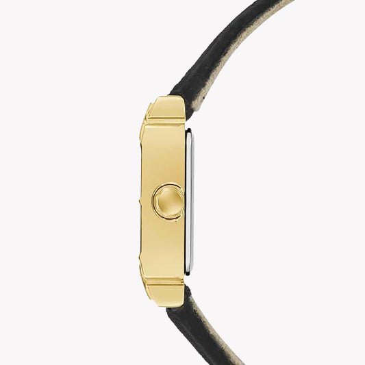 GUESS Women's Black Leather & Gold Watch | GW0923L2